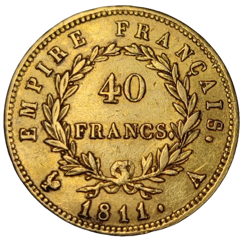 Napoléon 1er, 40 francs or tête laurée, empire français 1811 Paris