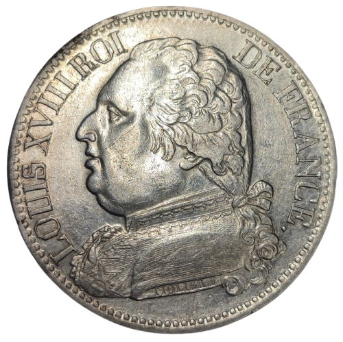 Louis XVIII, 5 francs buste habillé 1814 Bordeaux