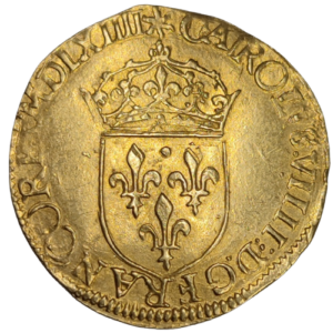 Charles IX, écu d’or au soleil 1564 La Rochelle