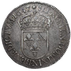 Louis XIV, demi-écu à la mèche longue 1647 Montpellier