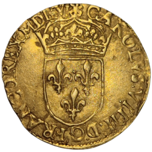 Charles IX, écu d’or au soleil 1566 La Rochelle