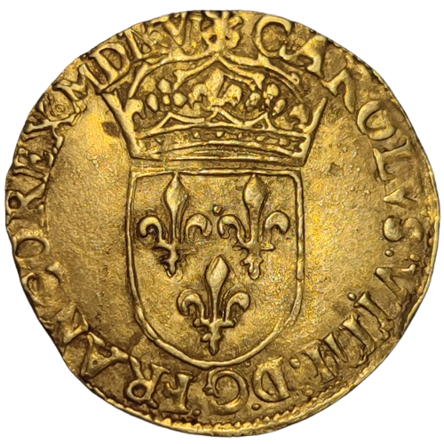 Charles IX, écu d'or au soleil 1566 La Rochelle