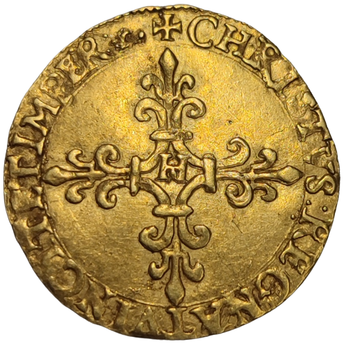 Charles IX, écu d'or au soleil 1566 La Rochelle