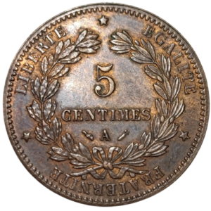 IIIème République, 5 centimes Cérès 1883 Paris