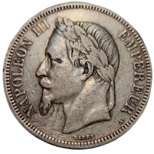 Napoléon III, 5 francs tête laurée 1861 Paris