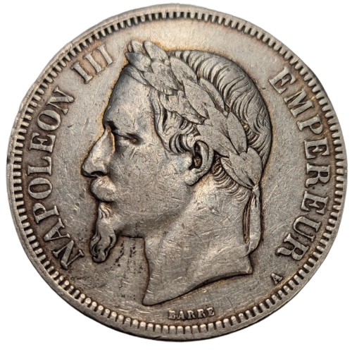 Napoléon III, 5 francs tête laurée 1861 Paris