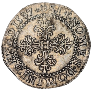 Henri III, demi-franc au col plat 1587 Poitiers