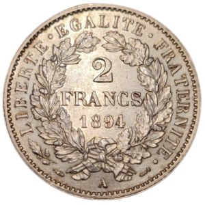 IIIème République, 2 francs Cérès avec légende 1894 Paris