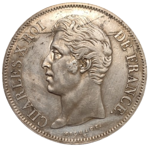 Charles X 5 francs, 2ème type, tranche en relief 1830 Paris