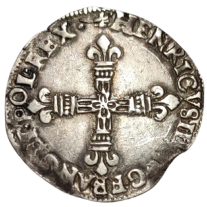 Henri III, quart d’écu à la croix de face 1590 Bordeaux