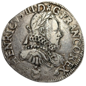 Henri III, teston, 1er type, sans POL 1575 Bordeaux