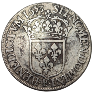 Louis XIV, écu à la mèche longue 1653 Angers