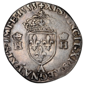 Henri II, teston à la tête nue, 1er type 1553 Paris