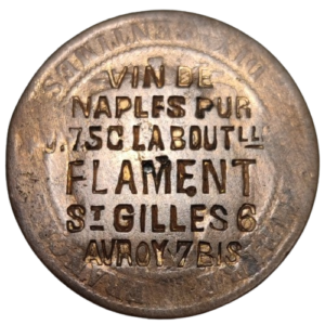 Napoléon III, 10 centimes contremarque publicitaire “Vin de Naples FLAMENT”
