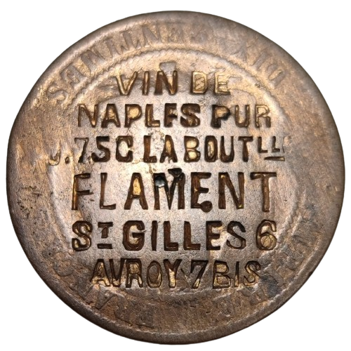 Napoléon III, 10 centimes contremarque publicitaire "Vin de Naples FLAMENT"