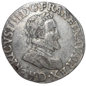 Henri IV, demi-franc, buste lauré à droite 1594 Lyon