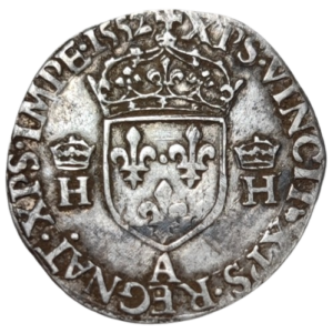 Henri II, demi-teston à la tête nue, 1er type 1552 Paris