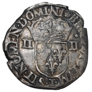 Henri III, quart d’écu à la croix de face 1588 Nantes
