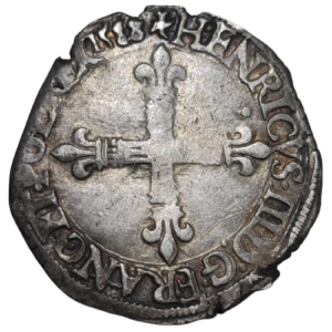 Henri III, quart d’écu à la croix de face 1588 Nantes