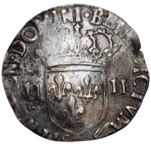 Henri III, quart d&rsquo;écu à la croix de face 1588 Rennes