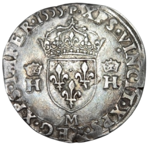 Henri II, teston à la tête nue, 1er type 1555 Toulouse