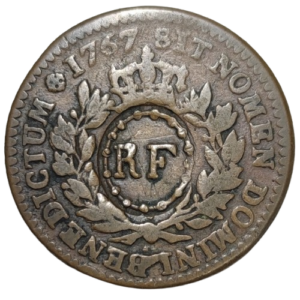 Guadeloupe, 3 sols 9 deniers 1767 surfrappe 1793