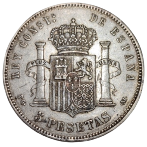 Alphonse XIII, 5 pesetas, 2ème type 1892 Madrid