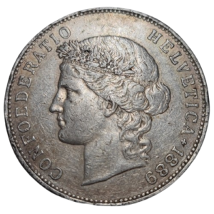 Confédération Helvétique, 5 francs 1889 Berne