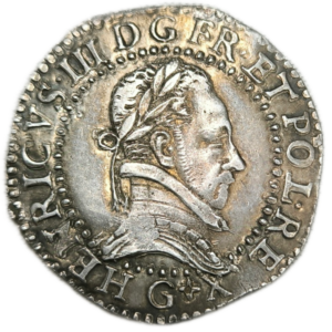 Henri III, demi-franc au col plat 1588 Poitiers