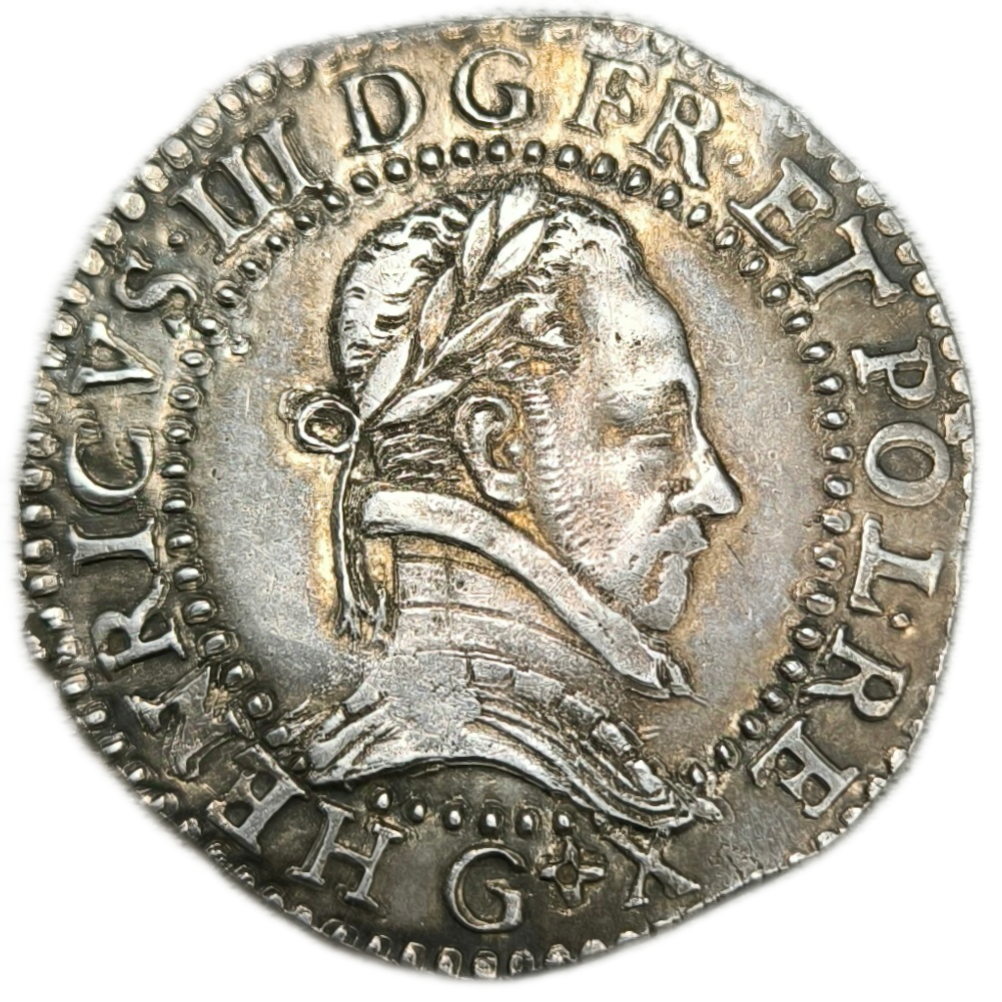 Henri III, demi-franc au col plat 1588 Poitiers