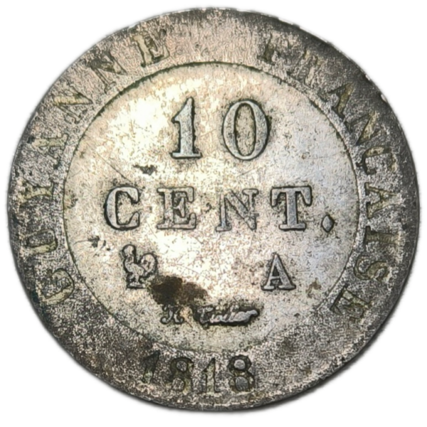 Louis XVIII, 10 centimes Guyane française 1818 Paris