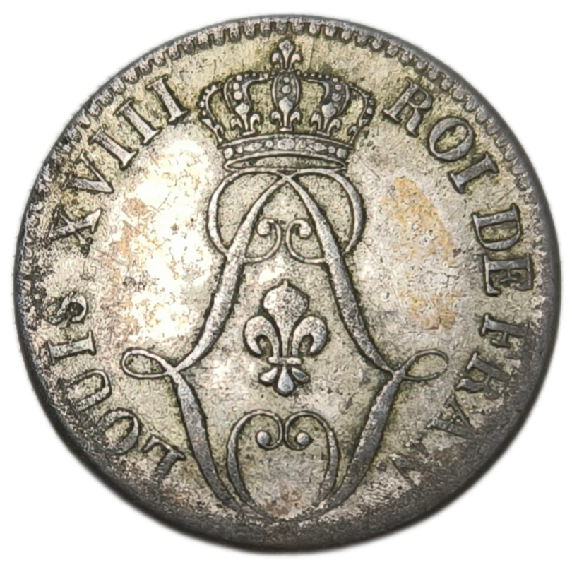 Louis XVIII, 10 centimes Guyane française 1818 Paris