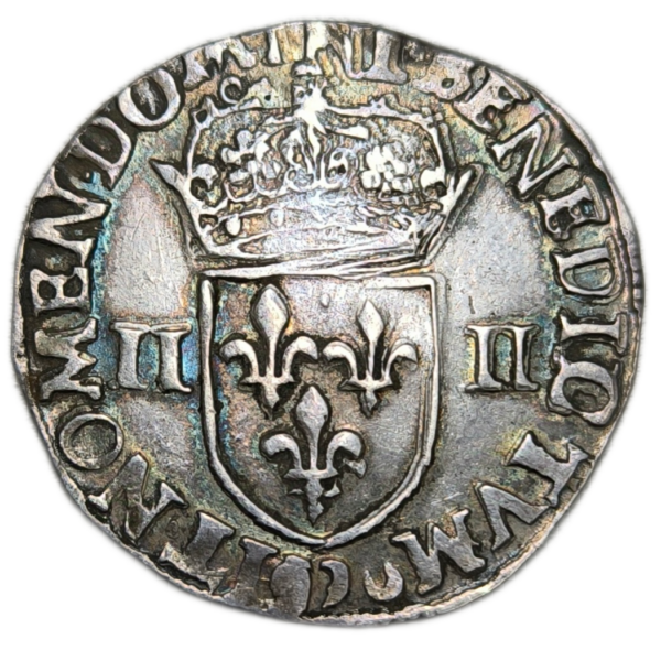 Henri III, quart d'écu à la croix de face 1579 Rennes