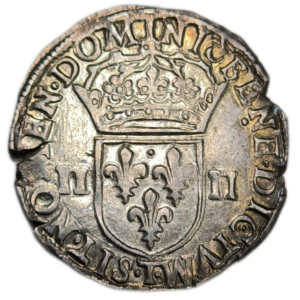 Henri IV, quart d&rsquo;écu à la croix feuillue 1605 Nantes