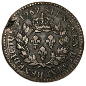 Louis XV, 1 sol des colonies françoises 1767 Paris