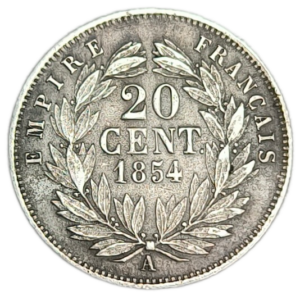 Napoléon III, 20 centimes tête nue 1854 Paris