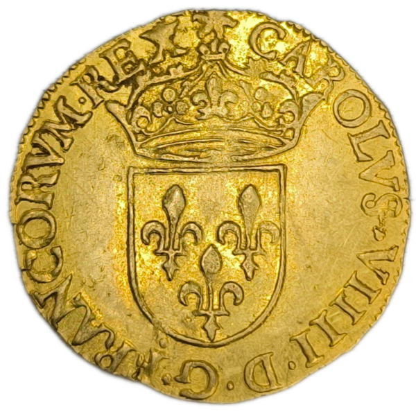 Charles IX, écu d'or au soleil 1570 Rouen