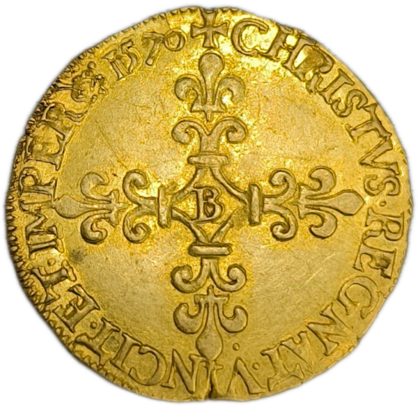 Charles IX, écu d'or au soleil 1570 Rouen