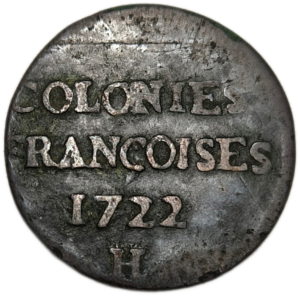 Louis XV, Louisiane / Acadie / Canada, 9 deniers colonies françoises 1722 La Rochelle