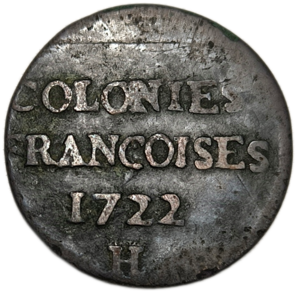 Louis XV, Louisiane / Acadie / Canada, 9 deniers colonies françoises 1722 La Rochelle