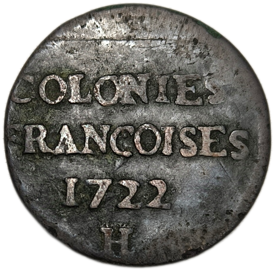 Louis XV, Louisiane / Acadie / Canada, 9 deniers colonies françoises 1722 La Rochelle