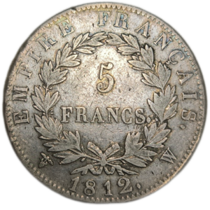 Napoléon 1er, 5 francs, empire français 1812 Lille