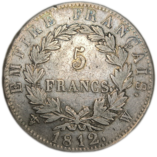 Napoléon 1er, 5 francs, empire français 1812 Lille