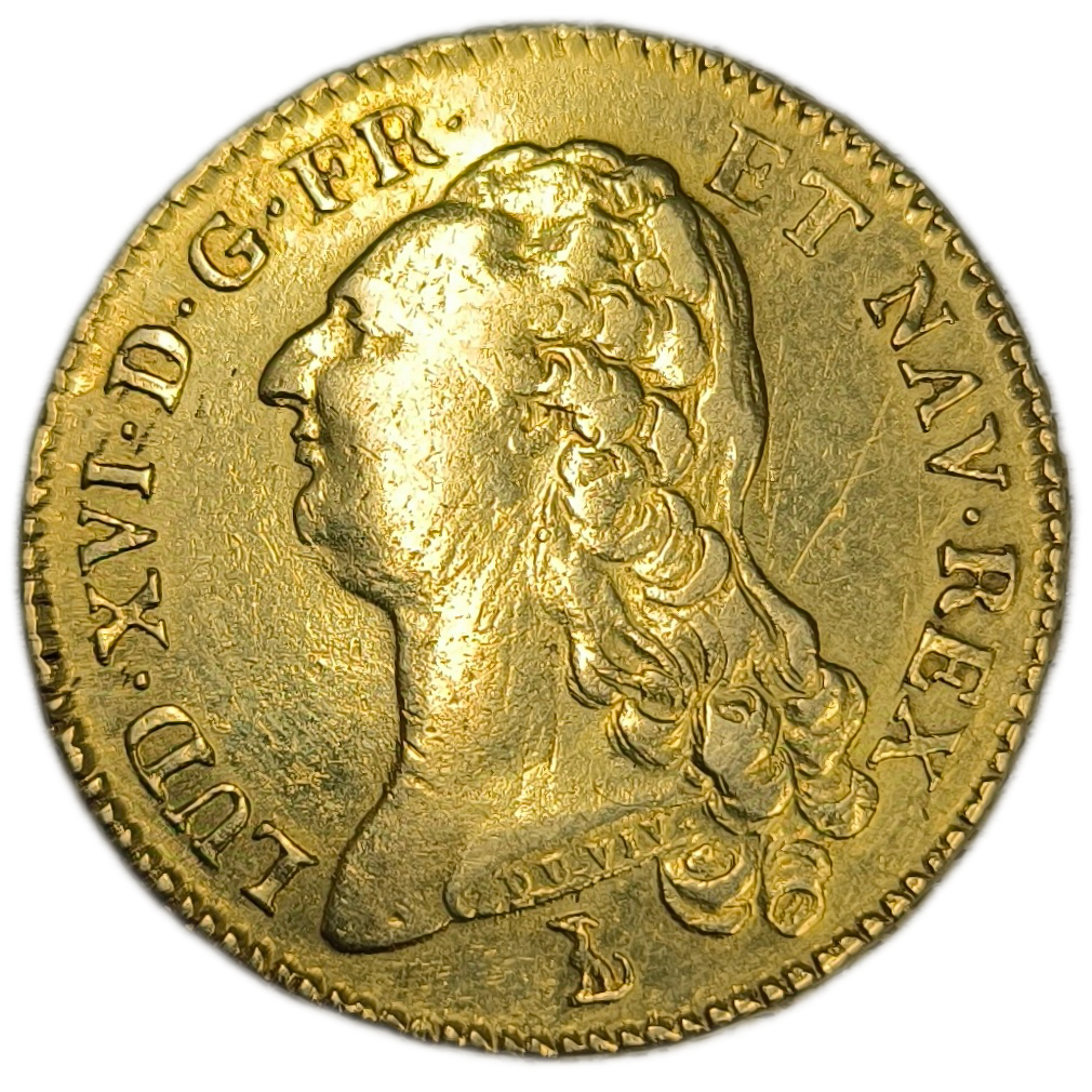 Louis XVI, double louis d'or à la tête nue 1786 Nantes