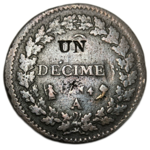 Directoire, un décime Dupré, modification du 2 décimes An 4 Paris