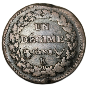 Directoire, un décime Dupré, grand module An 8 Bordeaux