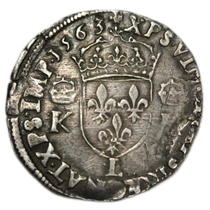 Charles IX, teston, 4ème type aux deux K couronnés 1563 Bayonne