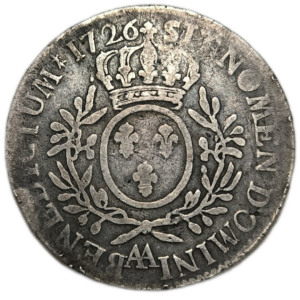 Louis XV, écu aux branches d’olivier 1726 Metz