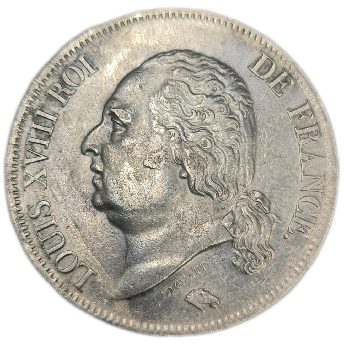 Louis XVIII, 5 francs, tête nue 1823 Toulouse