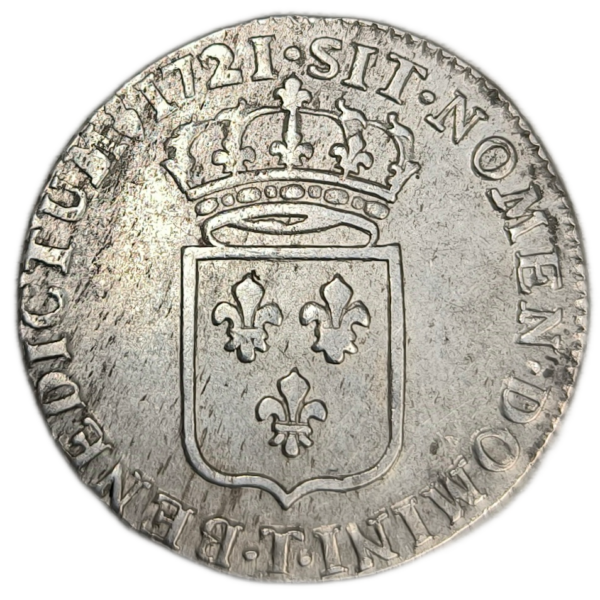 Louis XV, tiers d'écu de France, flan neuf 1721 Nantes